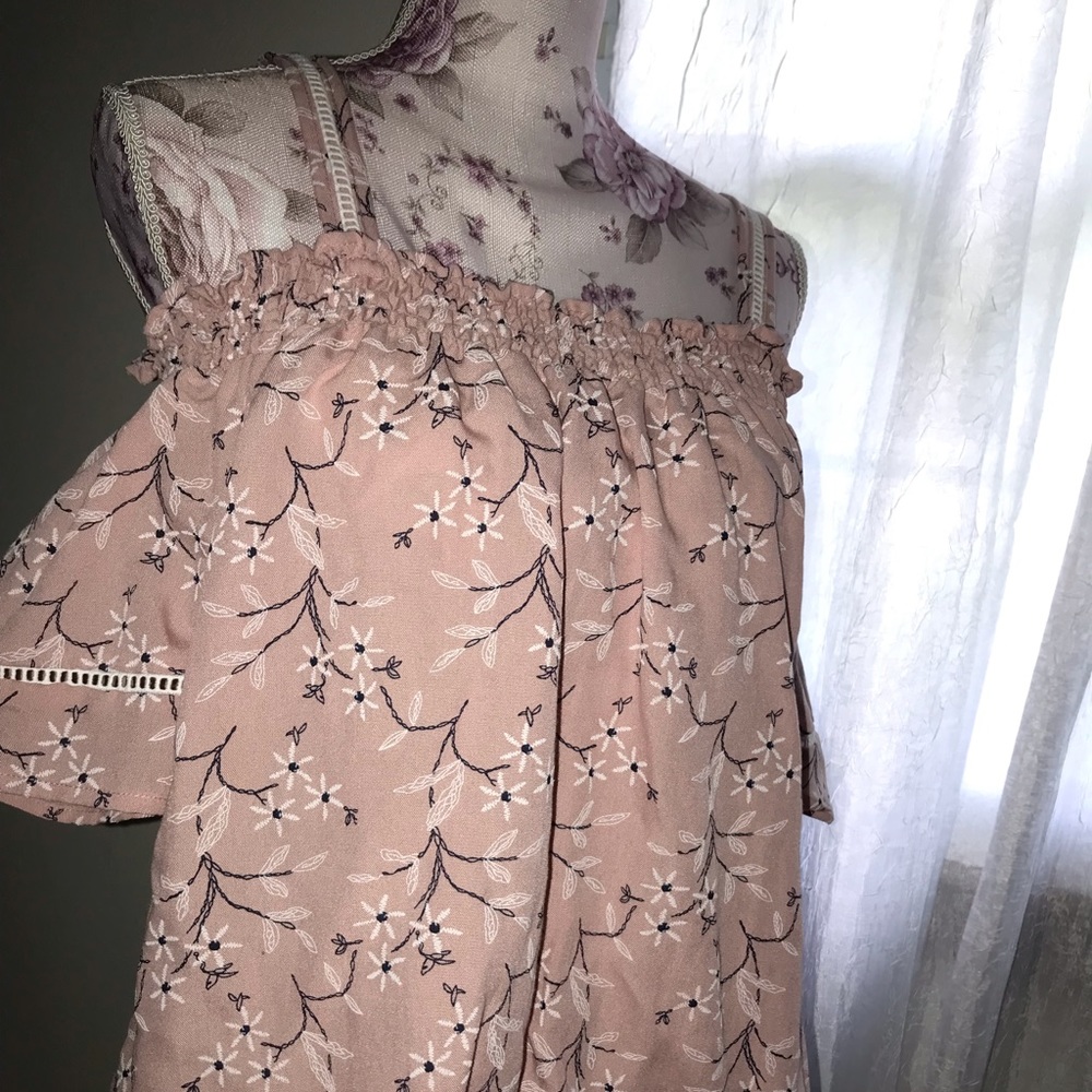 Off the Shoulder Top with Floral Embroidery